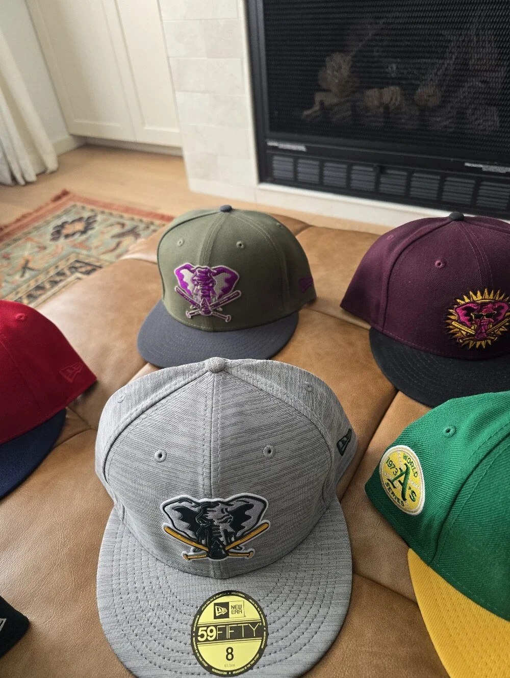 Lot of 10 New Era 5950 Oakland A's Hats. Size 8